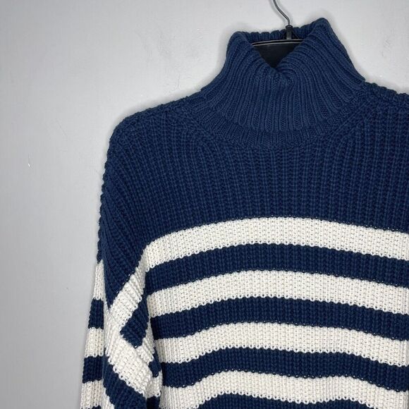 Madewell Navy and White Striped Turtleneck Sweater - Picture 6 of 16